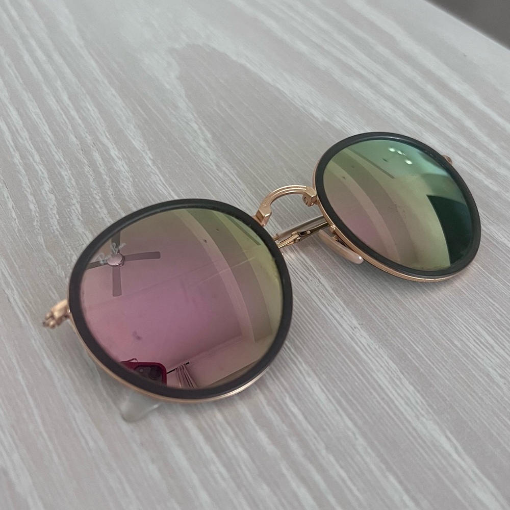 COPY - RAY-BAN GOLD/PINK FOLDING COPPER FLASH SUNGLASSES